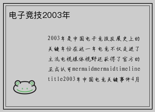 电子竞技2003年